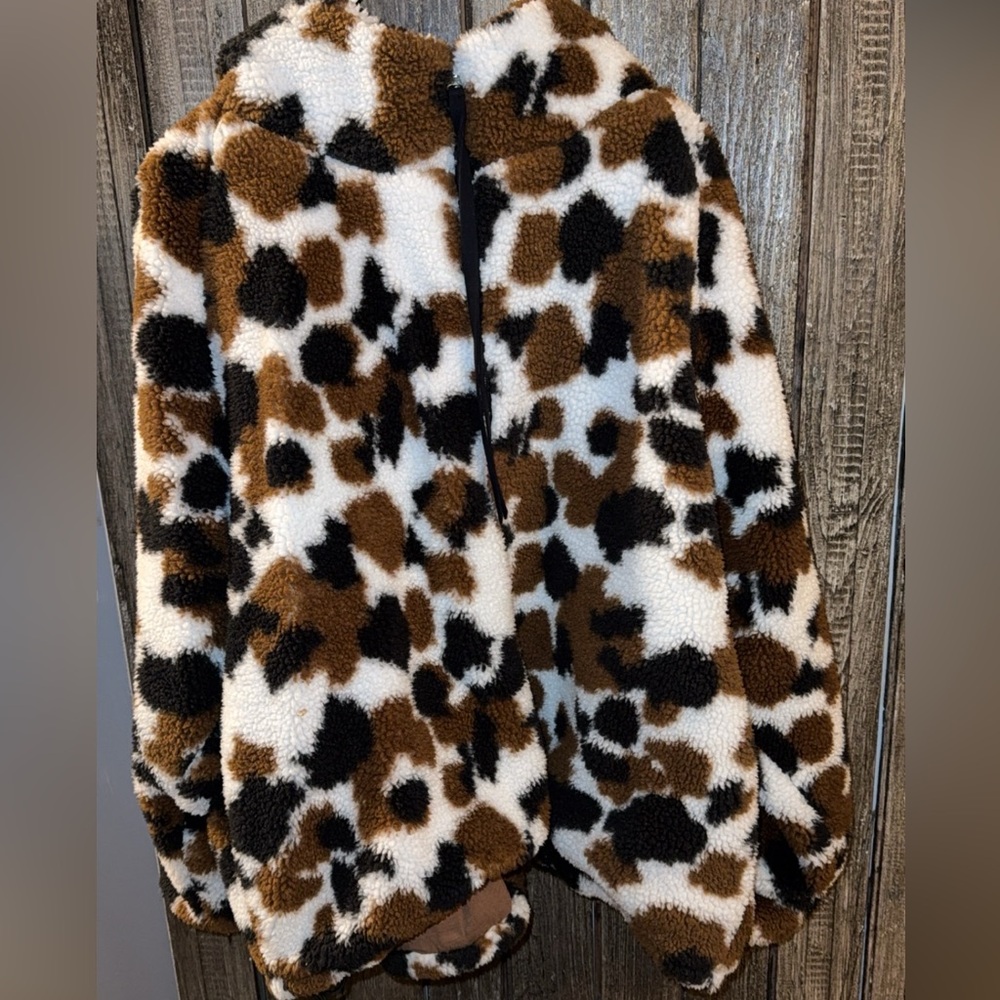 UGG Animal Print Sherpa Jacket in Brown and Black